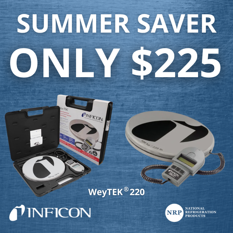 Limited-time price of just $225 on the WeyTEK&reg; 220 Refrigerant Scale, while supplies last!