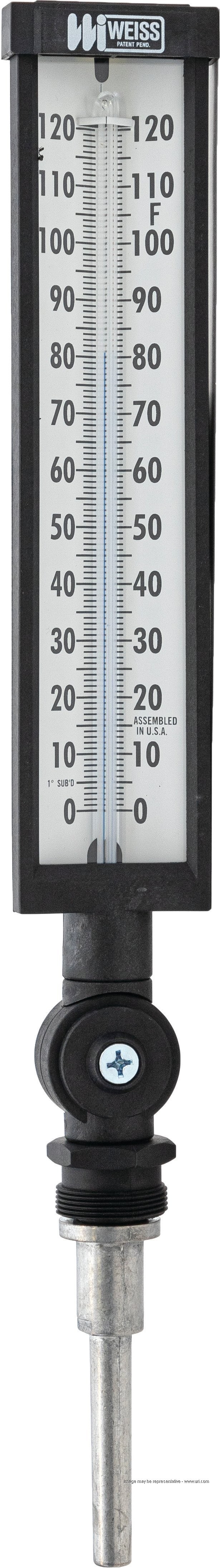 IDN#20320 NEW Weiss Instruments 9VU35-120 Glass Thermometer 0-120F 