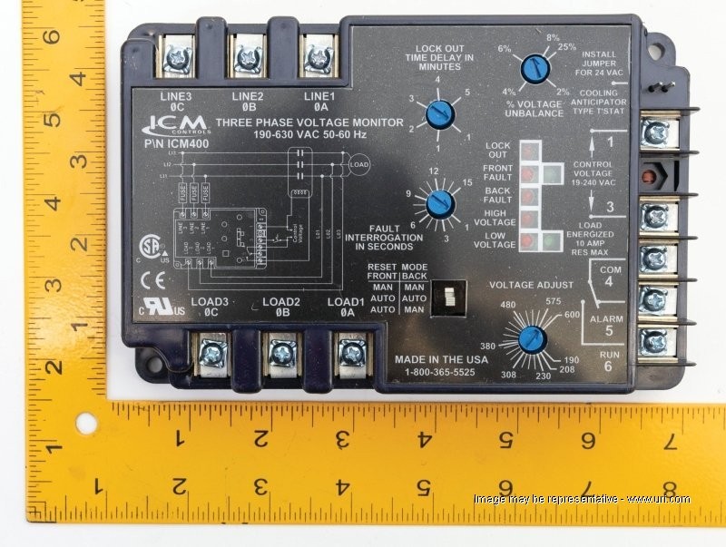 ICM ICM402C 3 Phase Line Voltage Monitor 190-600vac 50/60 Hertz 155518 for sale online 