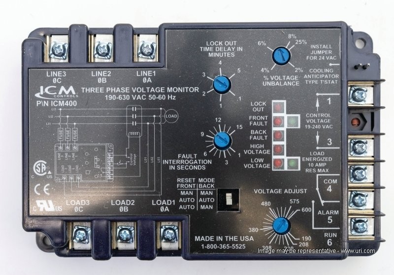 ICM ICM402C 3 Phase Line Voltage Monitor 190-600vac 50/60 Hertz 155518 for sale online 