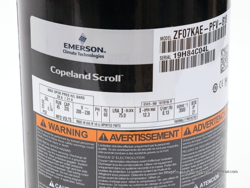 Shop ZF07KAEPFV818 - Scroll Compressor - Copeland - URI