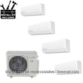 Sea Breeze 36000 BTU Ductless Mutli Split 4-Zone Heat Pump 9k+9k+9k+18k Wall Mount with Installation Kit product photo